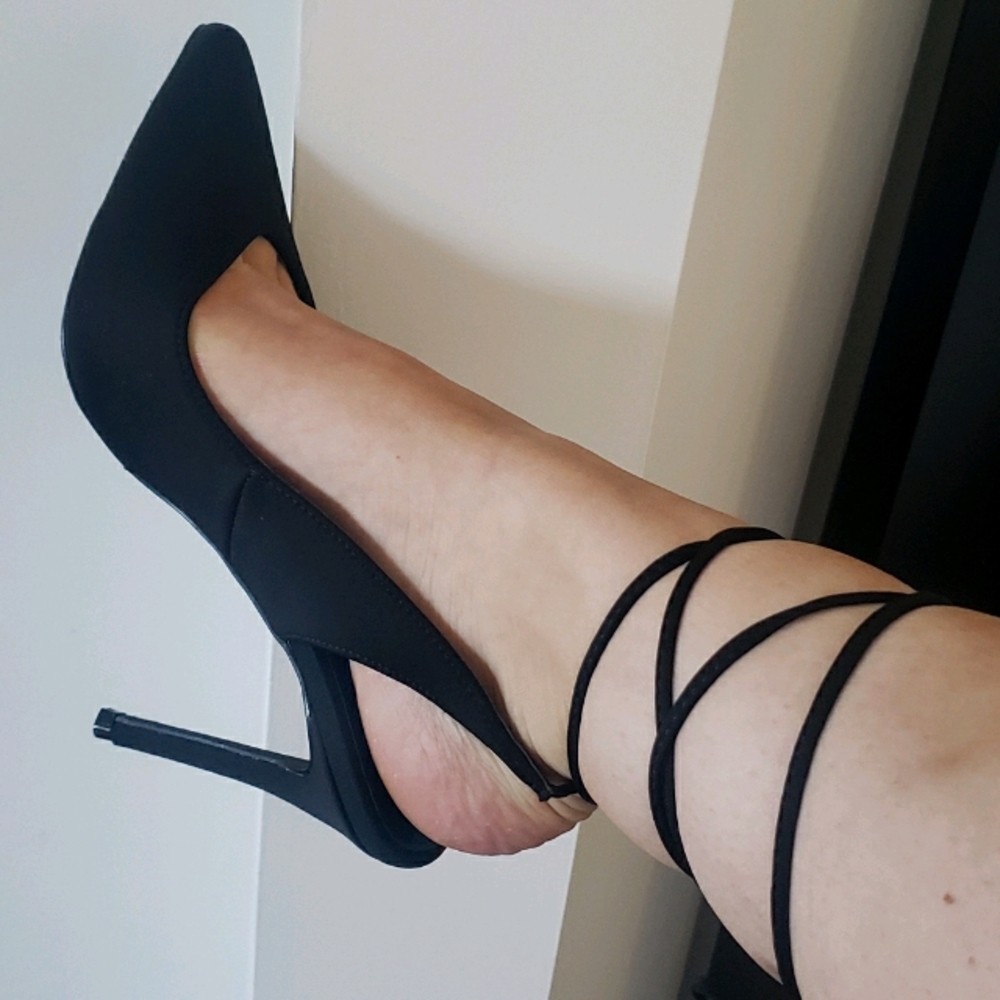 Black lace up heels